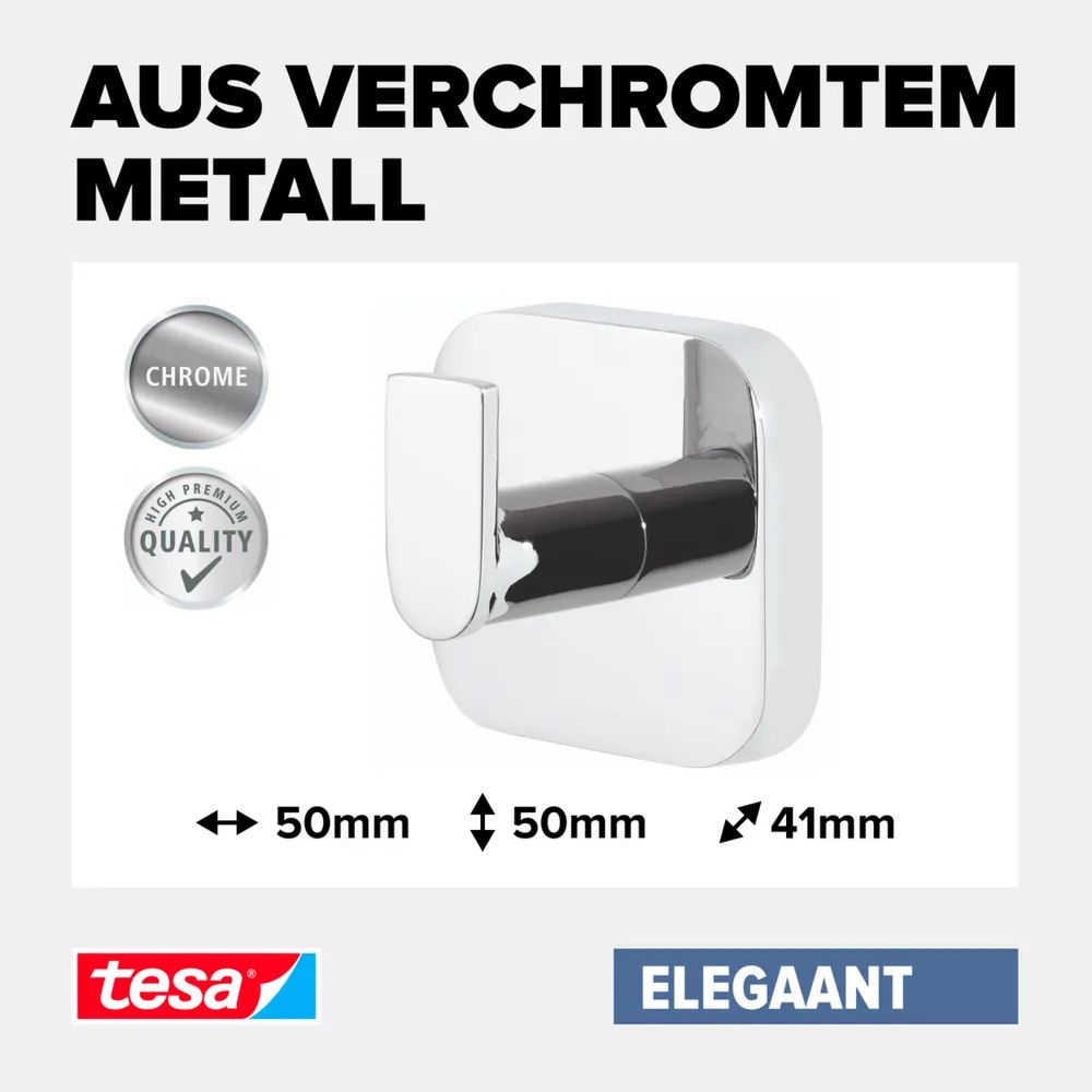 tesa® ELEGAANT Handtuchhaken, verchromt 