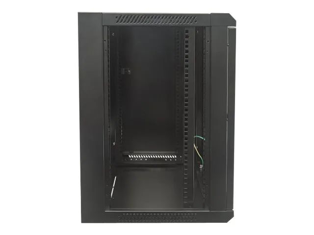 Intellinet Network Cabinet, Wall Mount (Standard), 15U, Usable Depth 260mm/Width 510mm, Black, Flatpack, Max 60kg, Metal & Glass Door, Back Panel, Removeable Sides,Suitable also for use on desk or floor, 19",Parts for wall install (eg screws/rawl plu