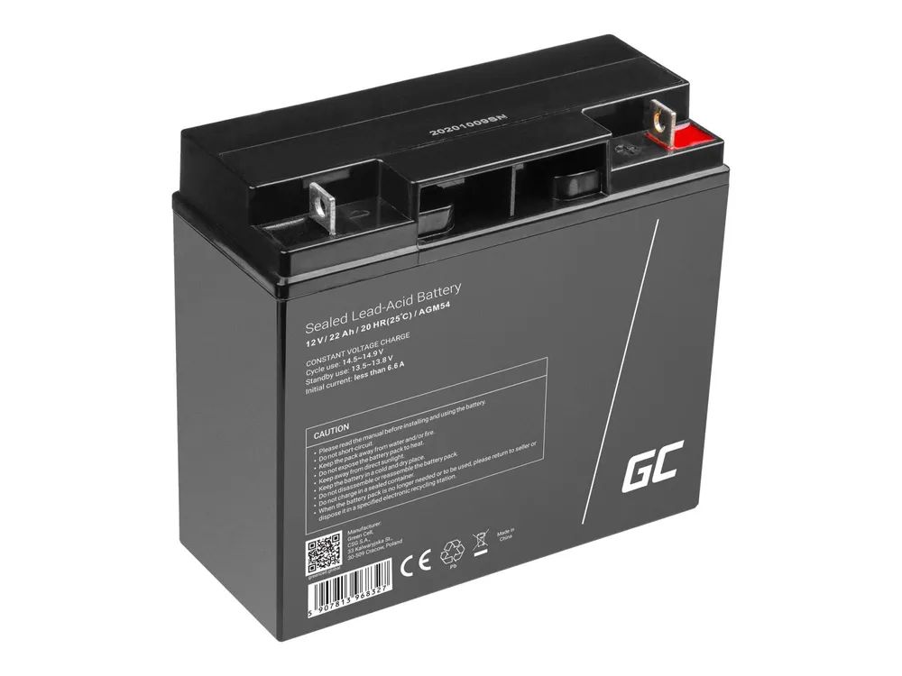 Green Cell Batterie - Bleisäure - 22 Ah - Schwarz