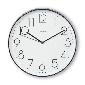 Hama Wanduhr "Korsika", Ø 30 cm, ohne Ticken, Schwarz/Weiß
