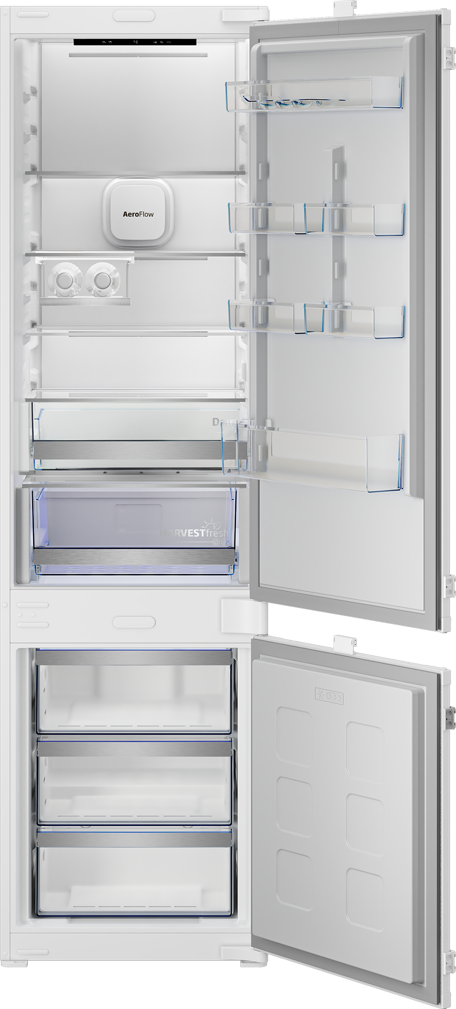 Beko B7BCNA326HS Einbau Kühl-/Gefrierkombi, Nutzinhalt:300 L, mit Schlepptürtechnik