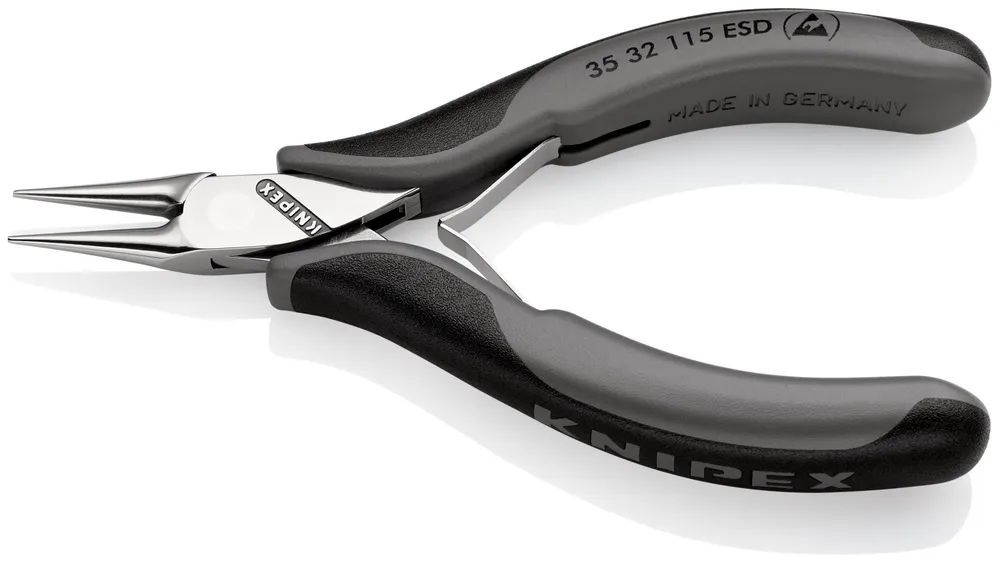 KNIPEX Elektronik-Greifzange ESD mit durchgestecktem Gelenk mit Mehrkomponenten-Hüllen 115 mm