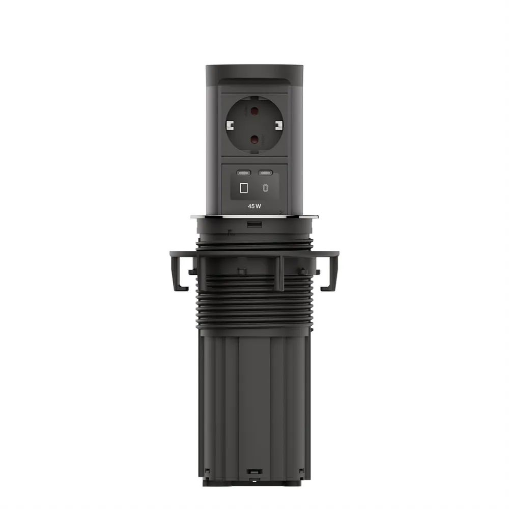 BACHMANN ELEVATOR2 1xCEE7/3 1xUSB C/C45W, Edelstahl-Optik 2,0 m AEH