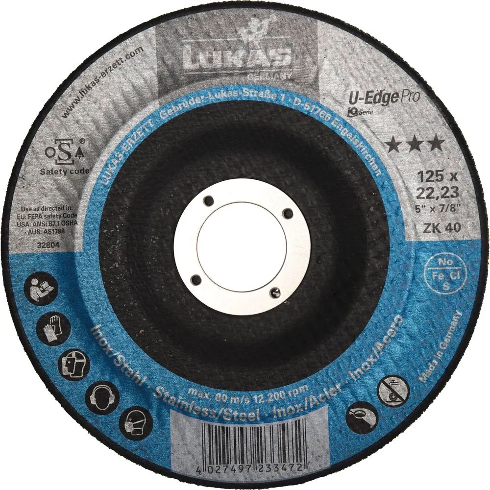 LUKAS Kompaktschleifteller U-Edge Pro Zirkonkorund ø 125 mm Korn 60