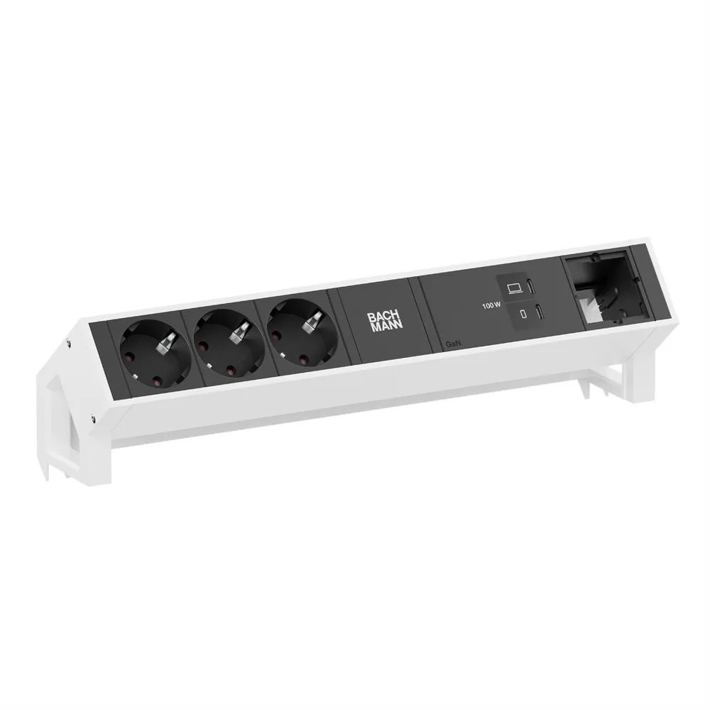 BACHMANN DESK2 3xCEE7/3 1xUSB C/C 100W, 1xCM L=0,2m RAL9010