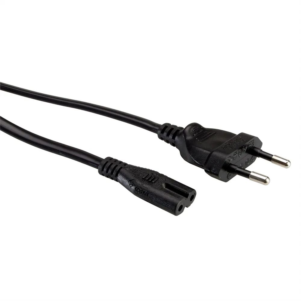 VALUE Netzkabel Euro-Flachstecker auf C7, 2polig, schwarz, 3 m