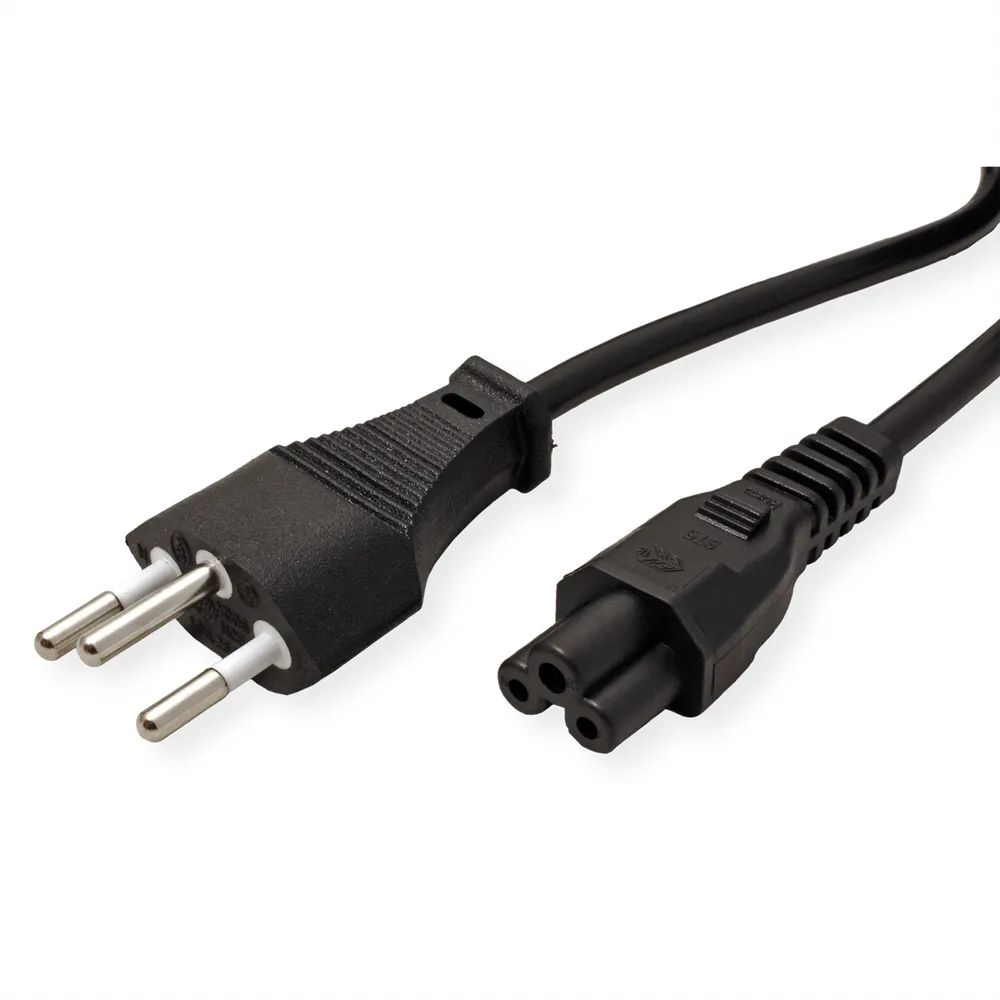 VALUE Netzkabel T12 auf C5, 3polig, schwarz, 1 m