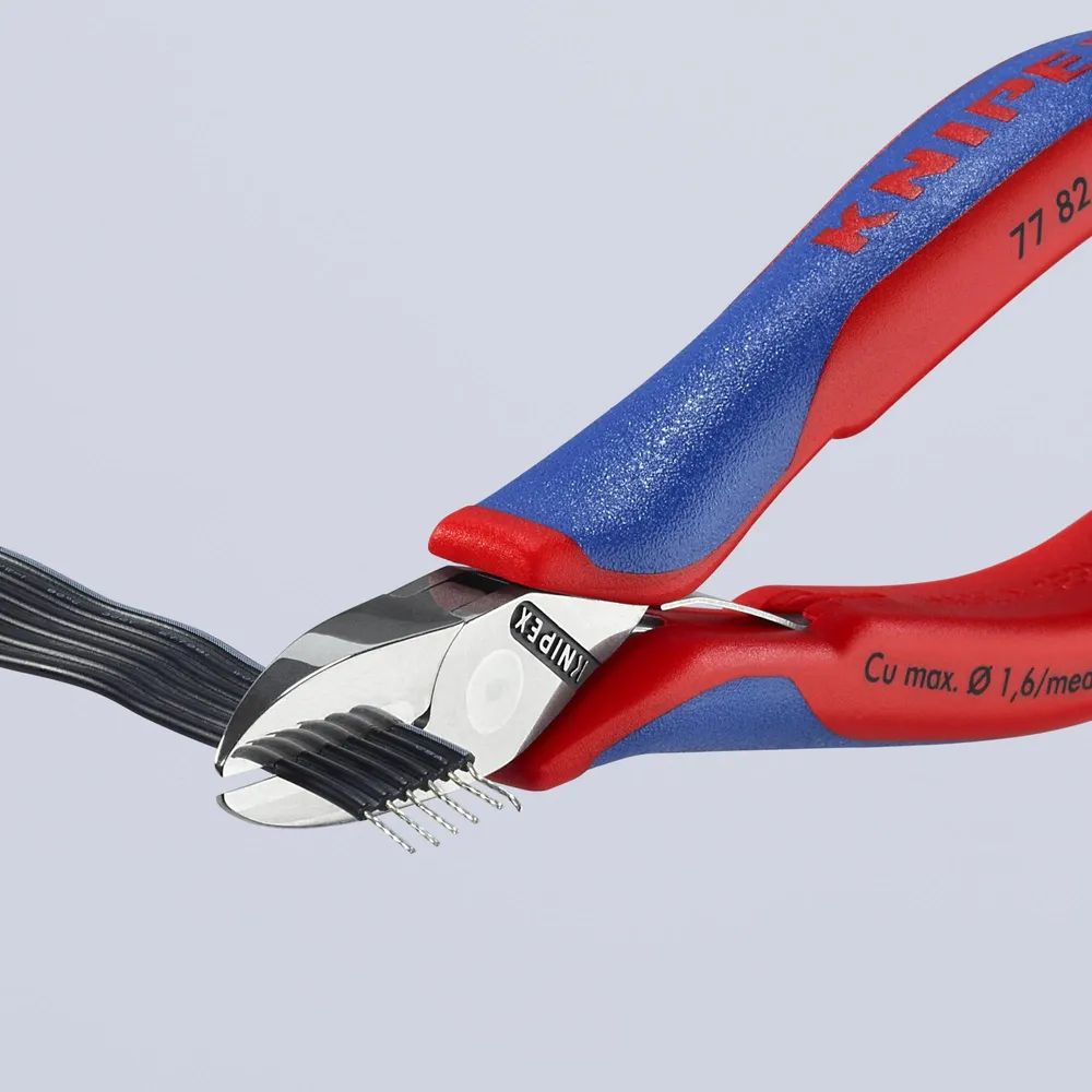 KNIPEX Elektronik-Seitenschneider mit durchgestecktem Gelenk mit Mehrkomponenten-Hüllen 130 mm