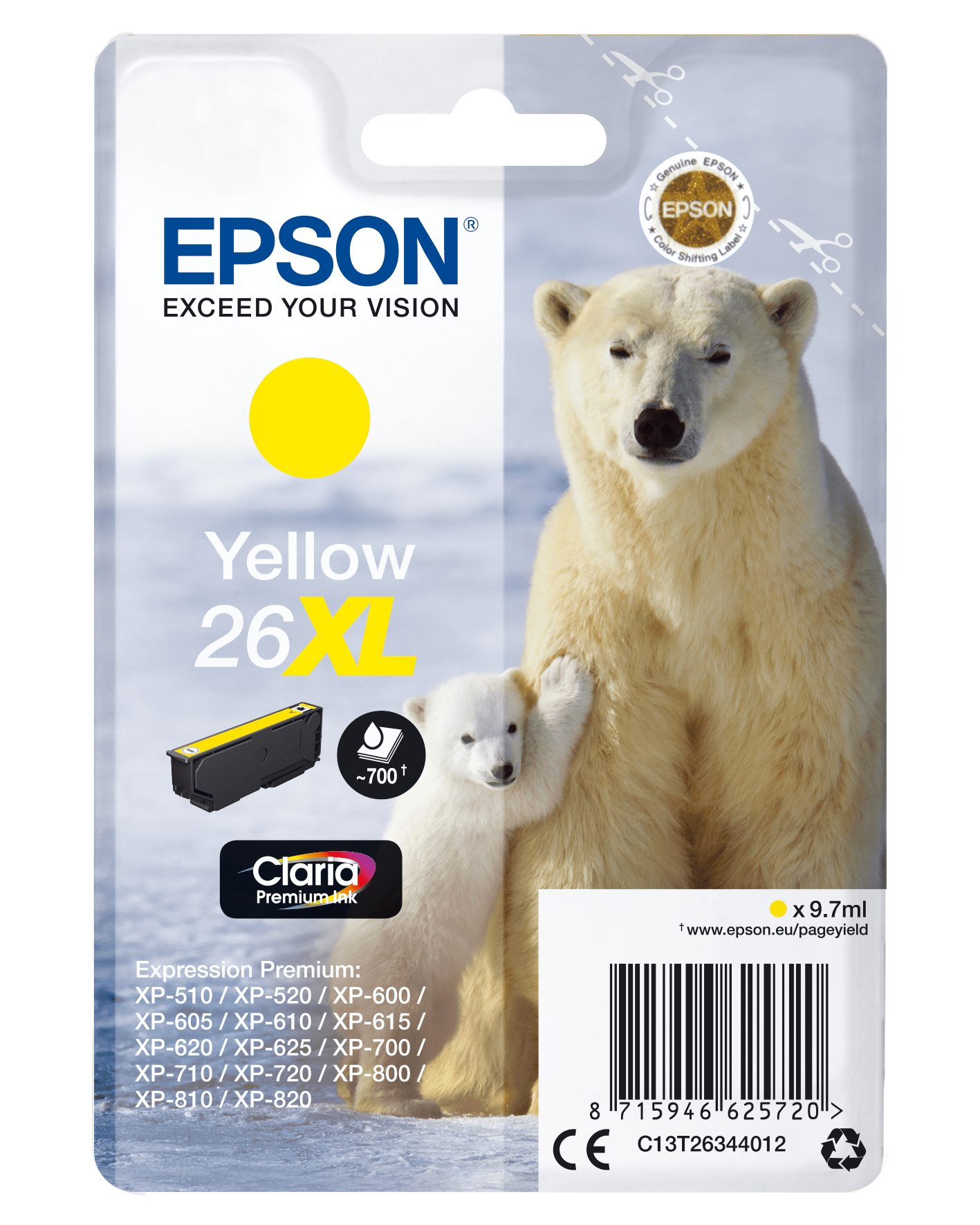 Epson 26 Tinte Eisbär Single, XL, gelb