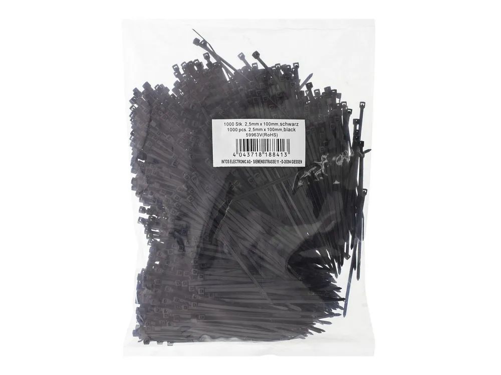 InLine Kabelbinder - Länge 100mm - Breite 2,5mm - schwarz - 1000 Stück - bulk
