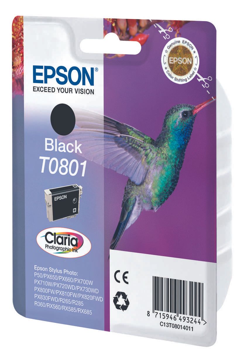 Epson T0801 Tinte Kolibri, Single, Sta., schwarz