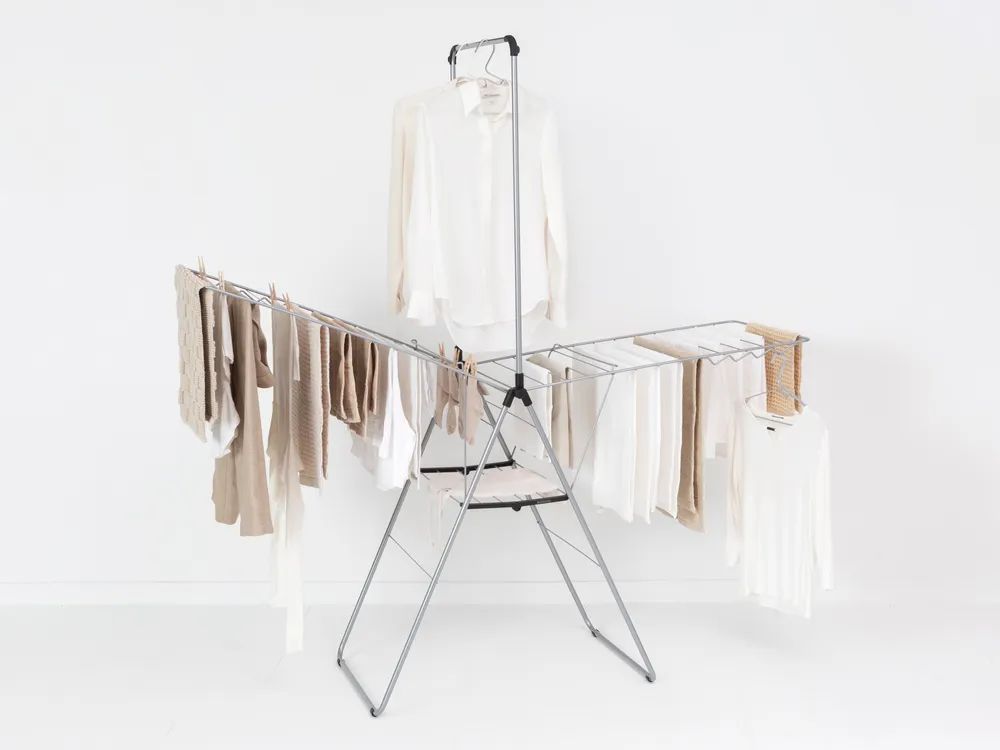 Brabantia HangOn-Wäscheständer, 25 Meter mit Stang - Metallic Grey