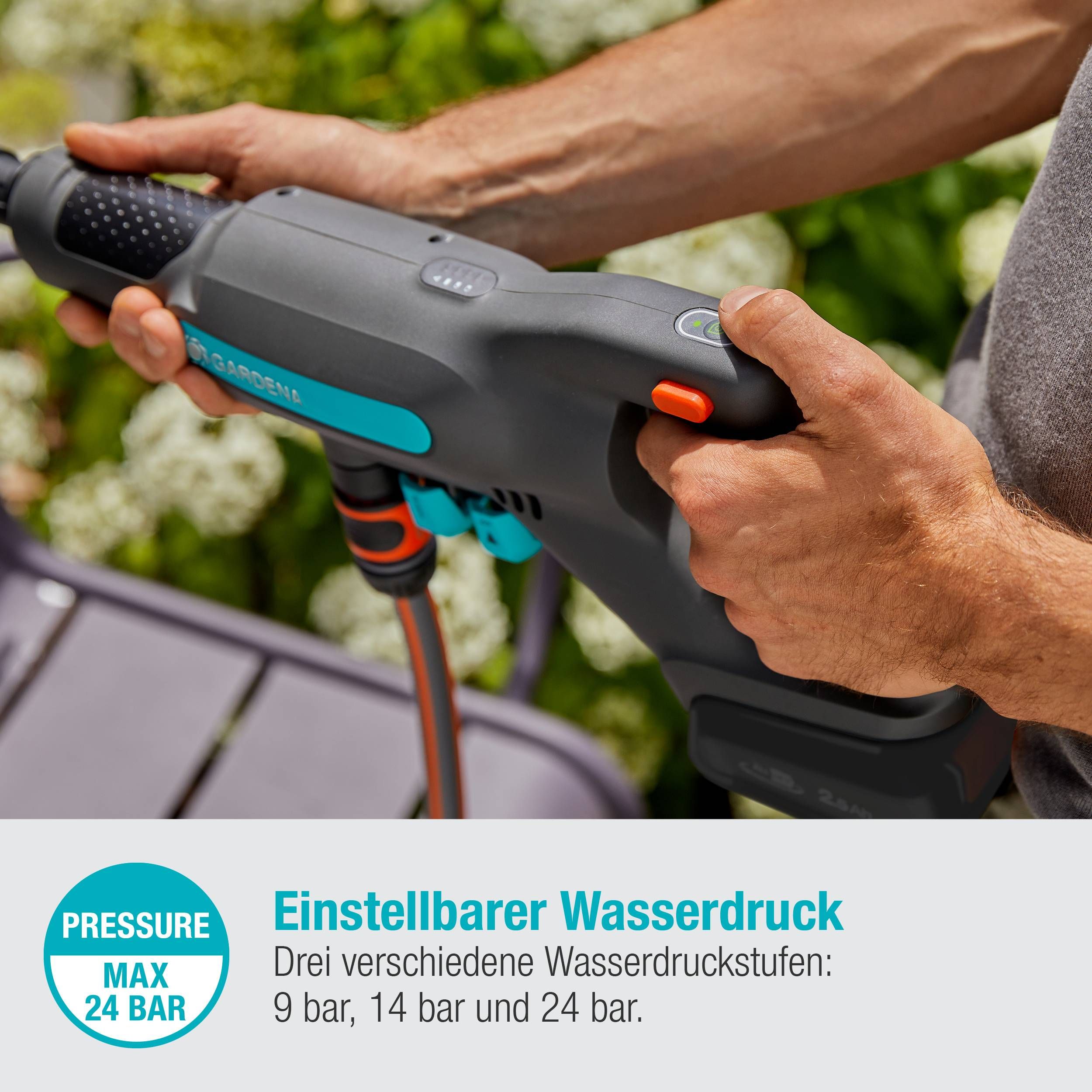 Gardena Akku-Mitteldruckreinger AquaClean 24/18V P4A Premium Ready-To-Use Set