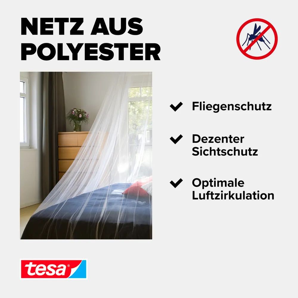 tesa® Moskitonetz Comfort Bed 2,00 × 2,00 × 2,20m Insektenschutz