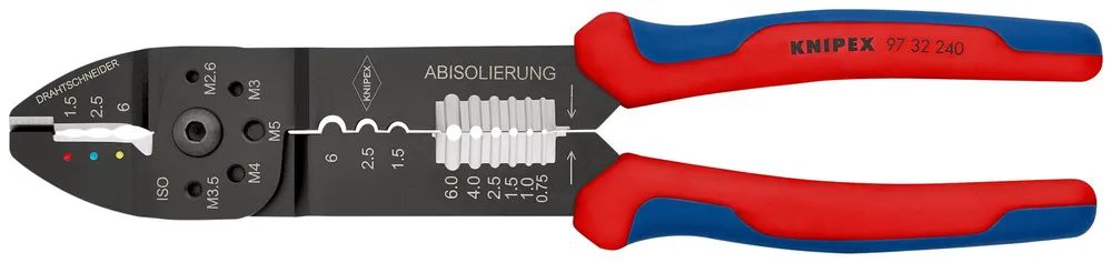 KNIPEX Crimpzange mit Mehrkomponenten-Hüllen schwarz lackiert 240 mm