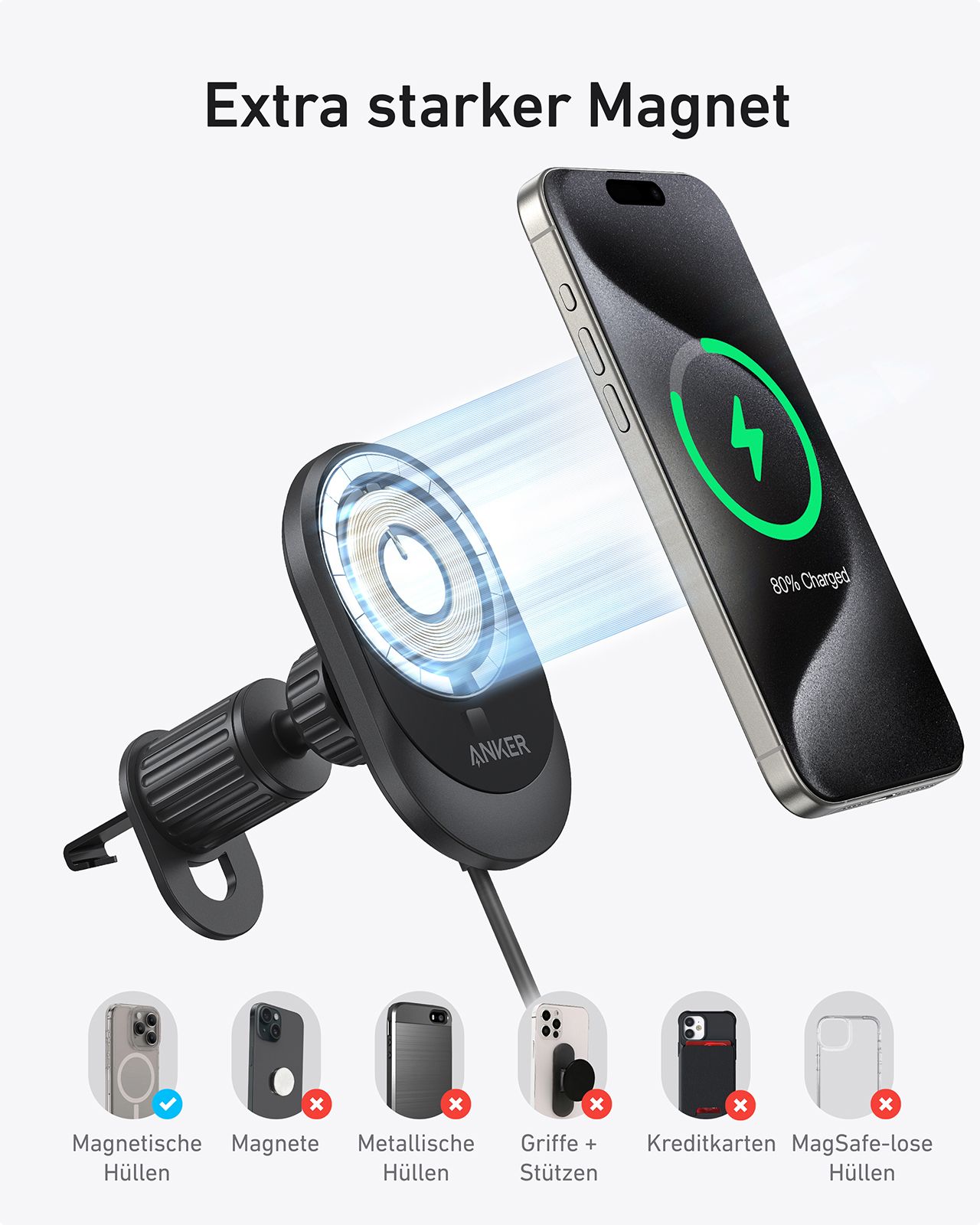 Anker Innovations Anker Prime - Netzteil - GaN - 100 Watt - 5 A - 3 Ausgabeanschlussstellen (2 x USB-C, USB Typ A)
