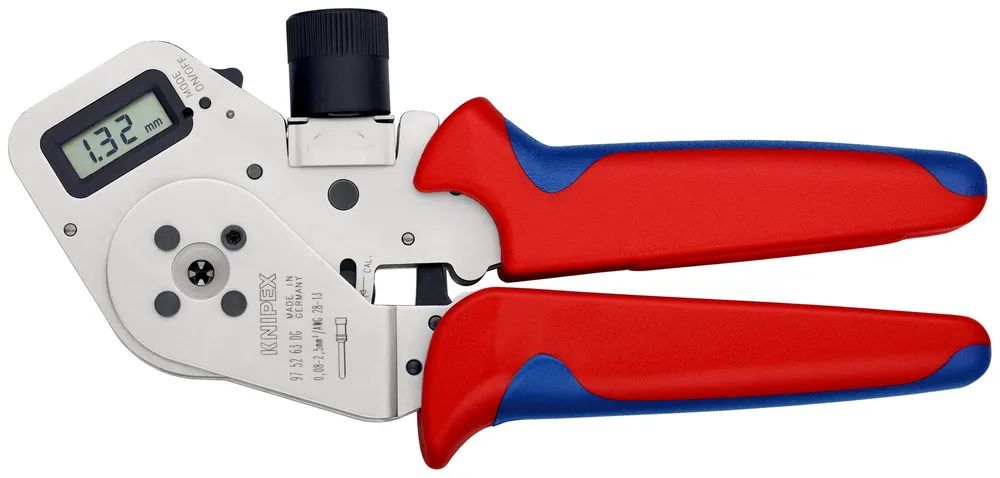 KNIPEX Vierdornpresszange für gedrehte Kontakte mit Mehrkomponenten-Hüllen verchromt 195 mm