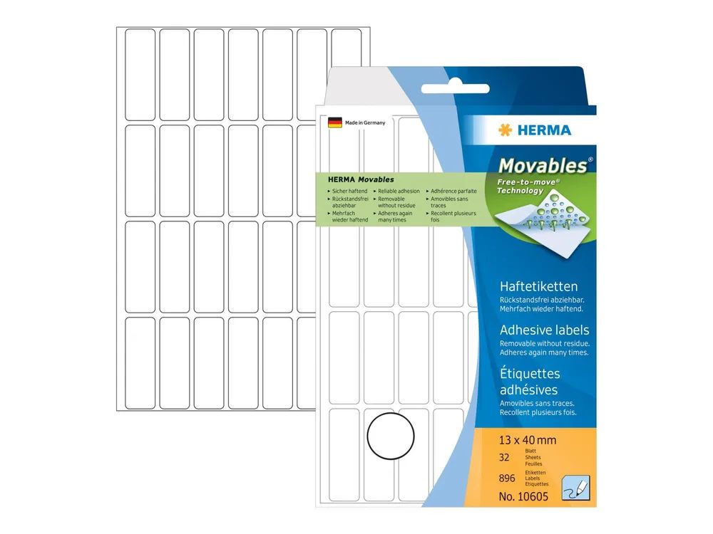 HERMA Movables - Selbstklebeetikett - weiß (Packung mit 896)