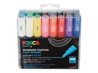 Uni-Ball POSCA - Marker - permanent - gemischte Farben - Wasserbasierte Pigmenttinte - 0.7-1 mm - extrafein (Packung mit 16)