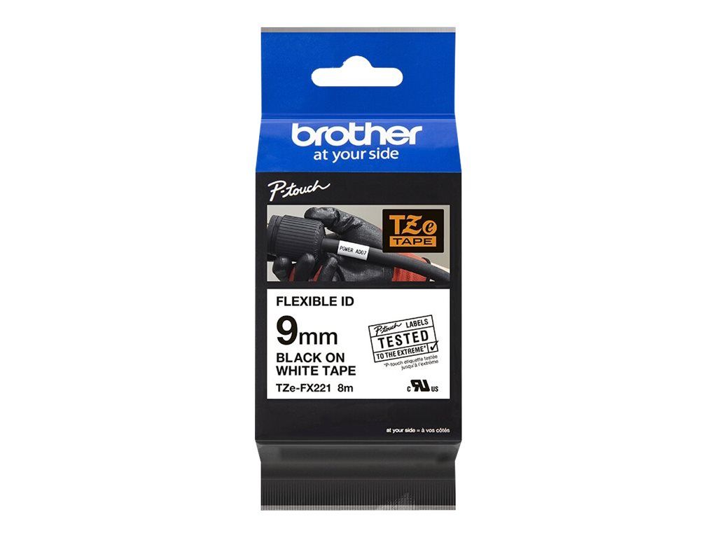 Brother TZe-FX221 - Schwarz auf Weiß - Rolle (0,9 cm x 8 m)