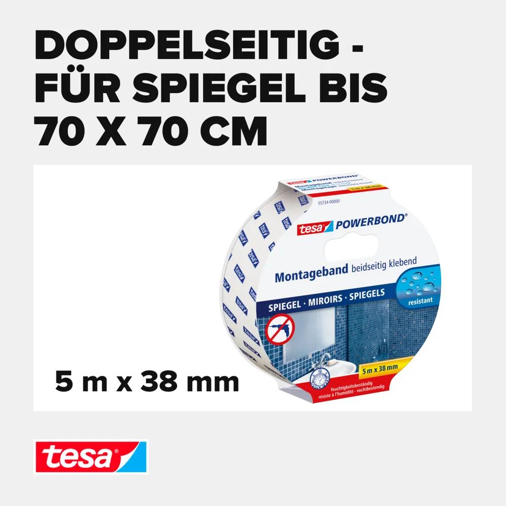 Tesa 55734 - Doppelseitiges Klebeband - 38 mm