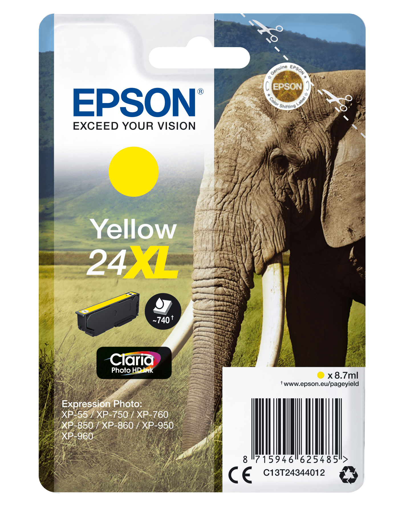 Epson 24 Tinte Elefant Single, XL, gelb