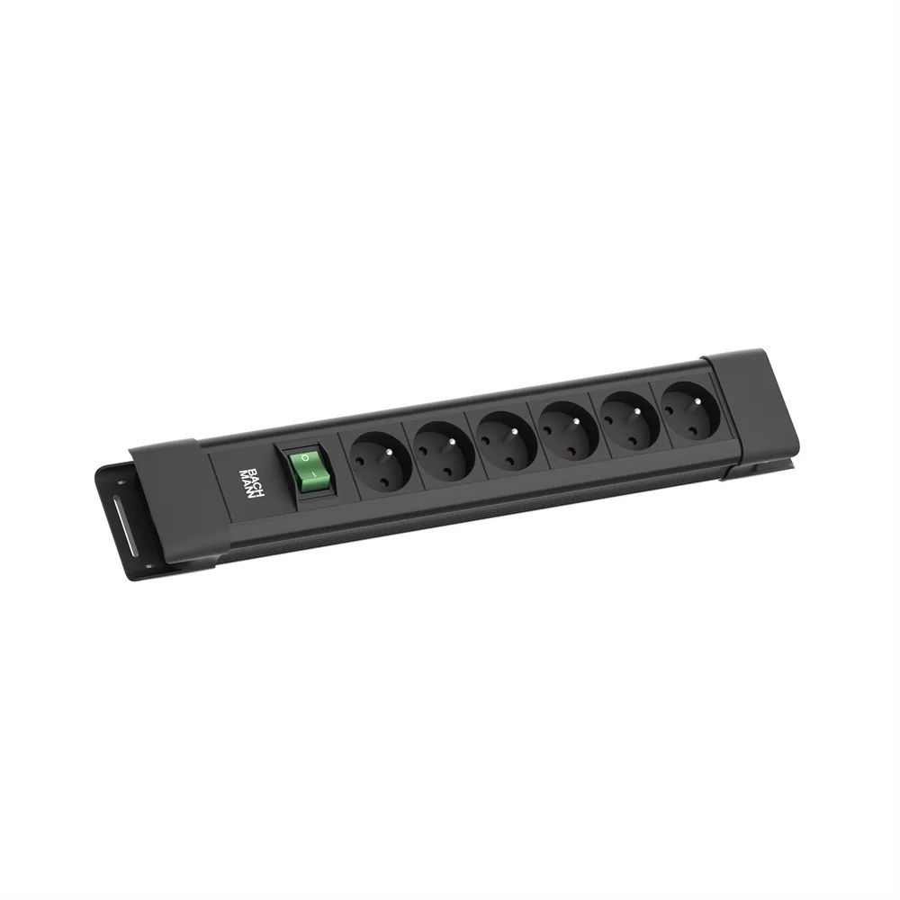 BACHMANN CONNECTUS 6xUTE, 1xSchalter 2,0m CEE7/7 Schwarz