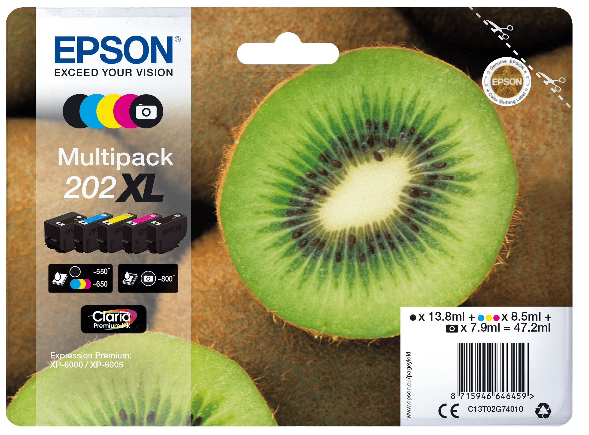 Epson 202 Tinte Kiwi Multi, XL, 5 Farben