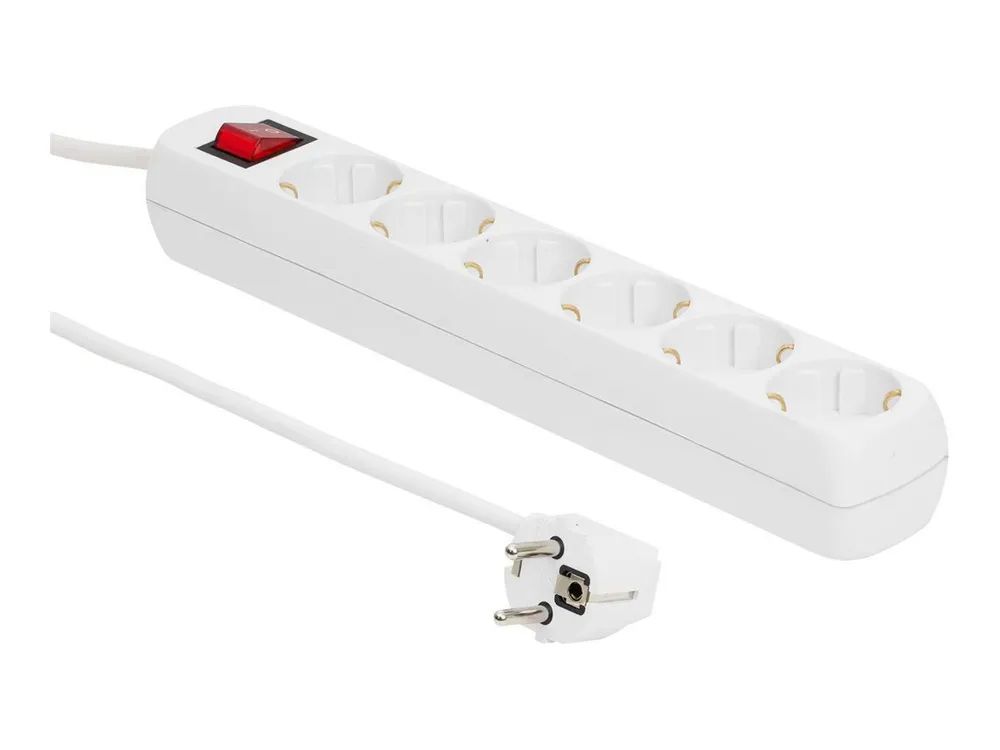 MicroConnect 6-way Schuko Power Strip on/off switch White - Steckdosenleiste