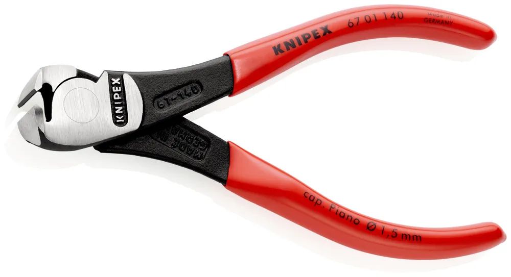 KNIPEX 67 01 140 Kraft-Vornschneider mit Kunststoff überzogen schwarz atramentiert 140 mm