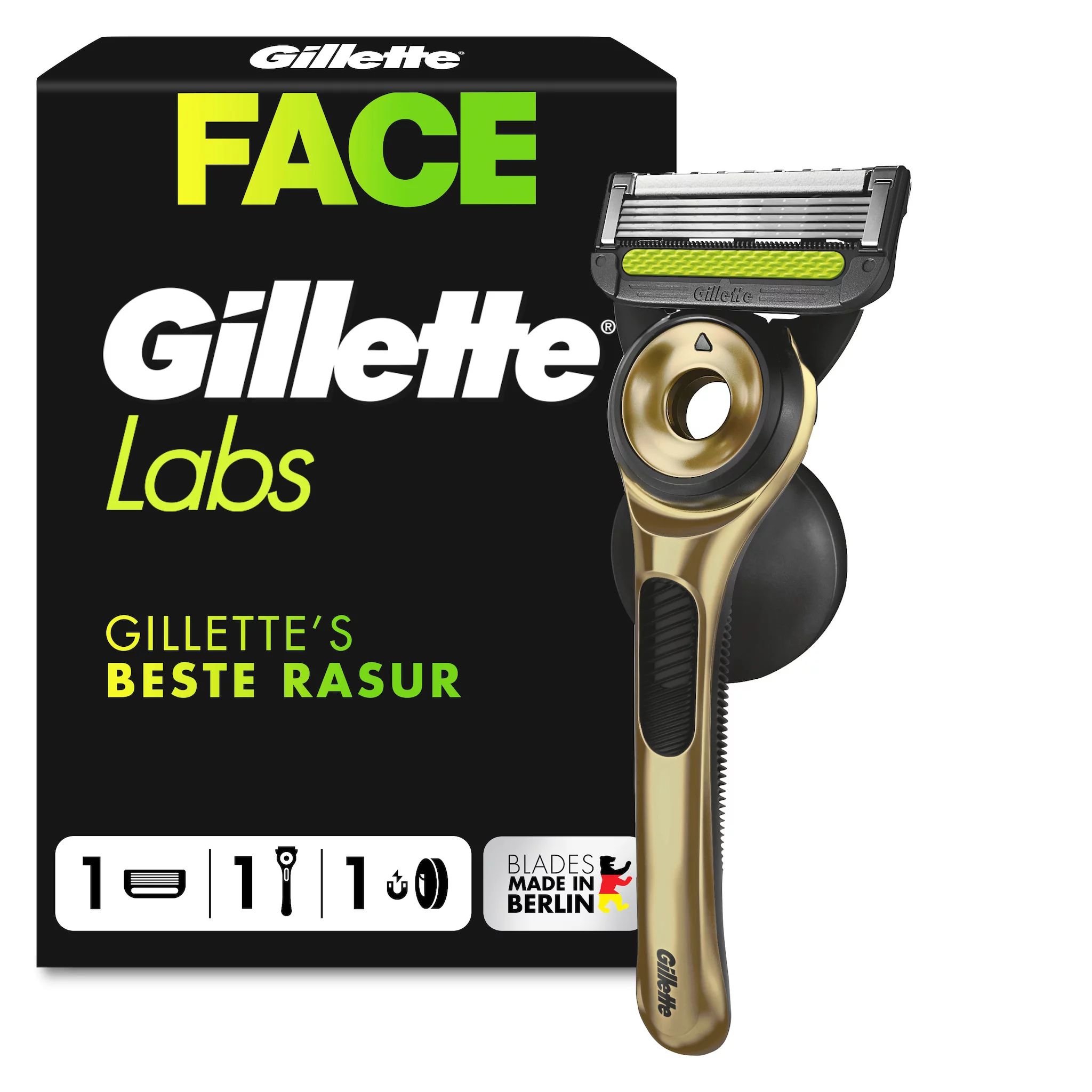 Gillette Labs Gold Rasierapparat mit 3 Klingen + Duschhänger