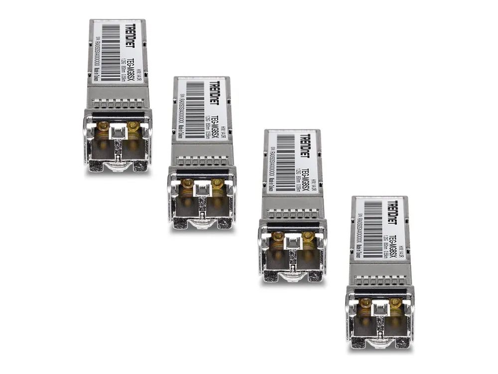 TRENDnet TEG-MGBSX/4 - SFP (Mini-GBIC)-Transceiver-Modul - LC Multi-Mode - bis zu 550 m - 850 nm - TAA-konform (Packung mit 4)