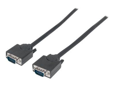Manhattan VGA Monitor Cable, 1.8m, Black, Male to Male, HD15, Cable of higher SVGA Specification (fully compatible)