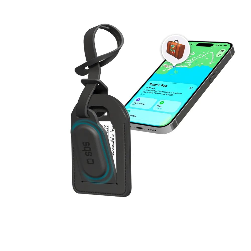 SBS TRACK MY BAG Tracker, kompatibel mit Apple "Wo ist?" und Android "Find Hub", schwarz 