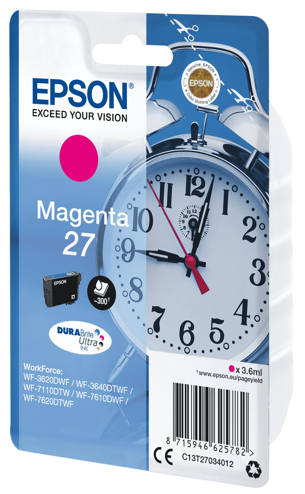 Epson 27 Tinte Wecker Single, Standard, magenta