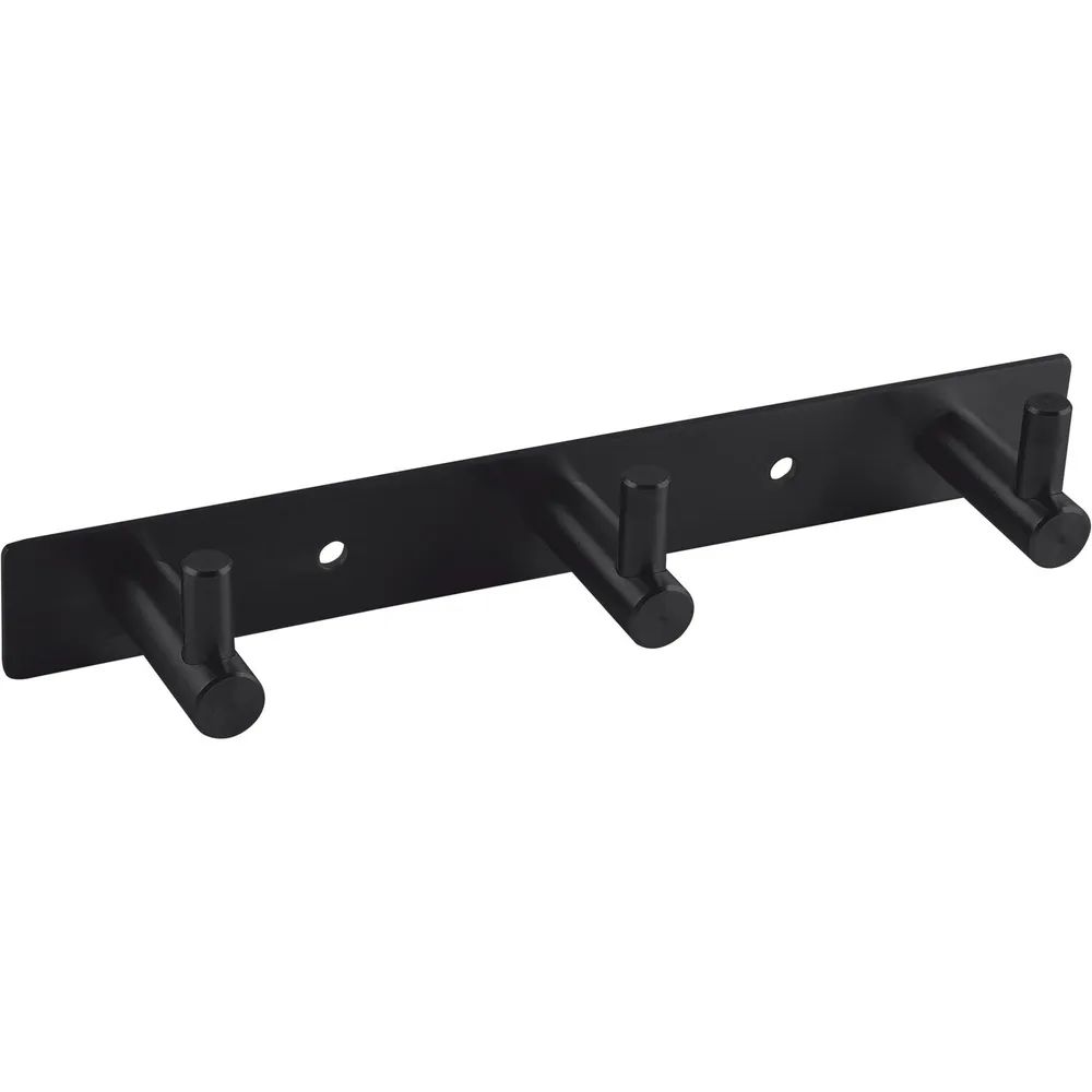 Alles im Griff Garderobenleiste Linosa mit 3 Haken, Breite 195 mm, Stahl schwarz matt