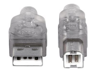 Manhattan USB-A to USB-B Cable, 1.8m, Male to Male, Translucent Silver, 480 Mbps (USB 2.0)