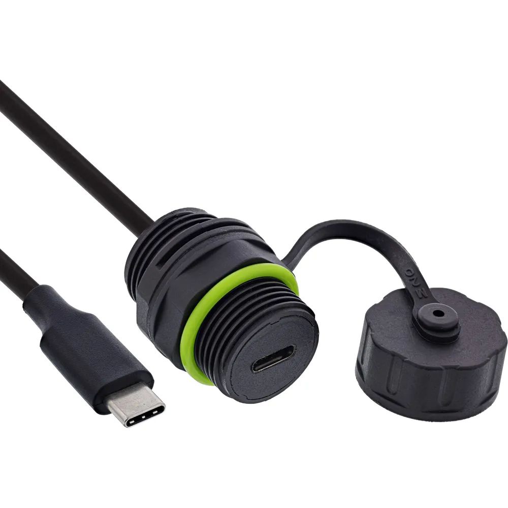 InLine USB-C-Kabelkupplung - IP68 - geschirmt - Buchse zu Stecker - 50cm