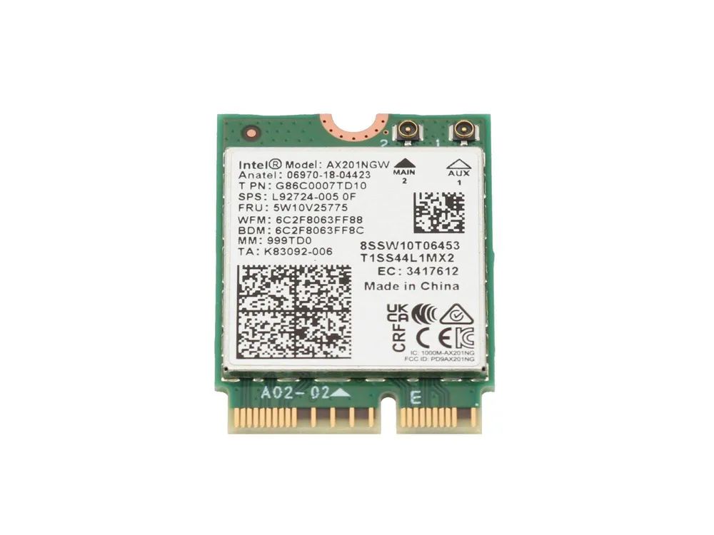 Lenovo Intel Wi-Fi 6 AX201 2*2ax+BT5.0 PCIE non-vPro 5W10V25775