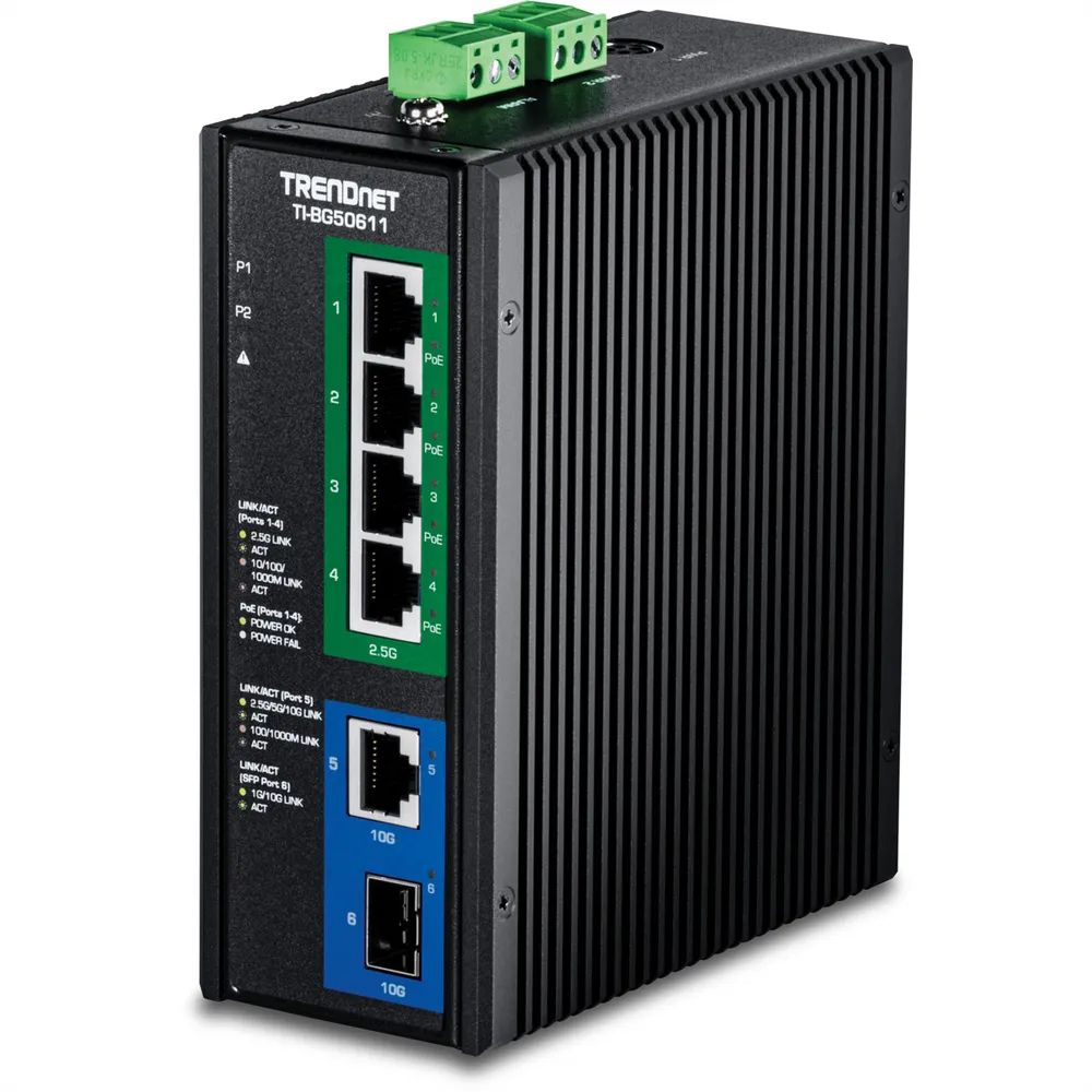 TRENDnet TI-BG50611 - Version v1.0R - Switch - industriell - 4 x 10/100/1000/2.5G (PoE++)
