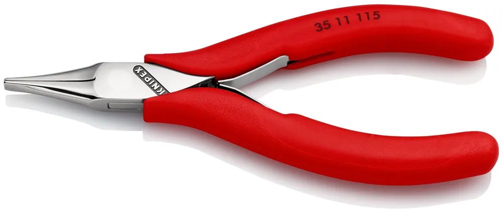 KNIPEX 35 11 115 Elektronik-Greifzange mit durchgestecktem Gelenk mit rutschhemmenden Kunststoff-Hüllen 115 mm