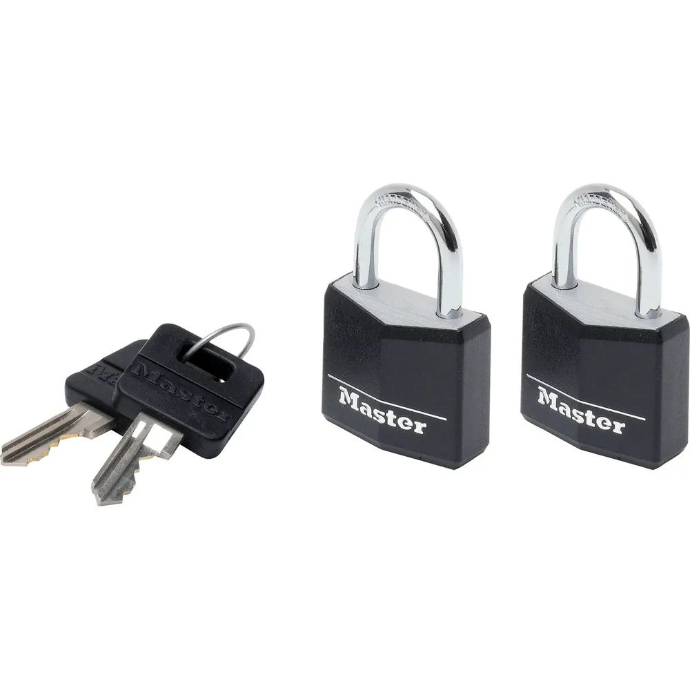 MASTER LOCK Vorhangschloss 9130 EURTBLK Vinyl schwarz, Br. 30 mm, gleichsp. SB-2