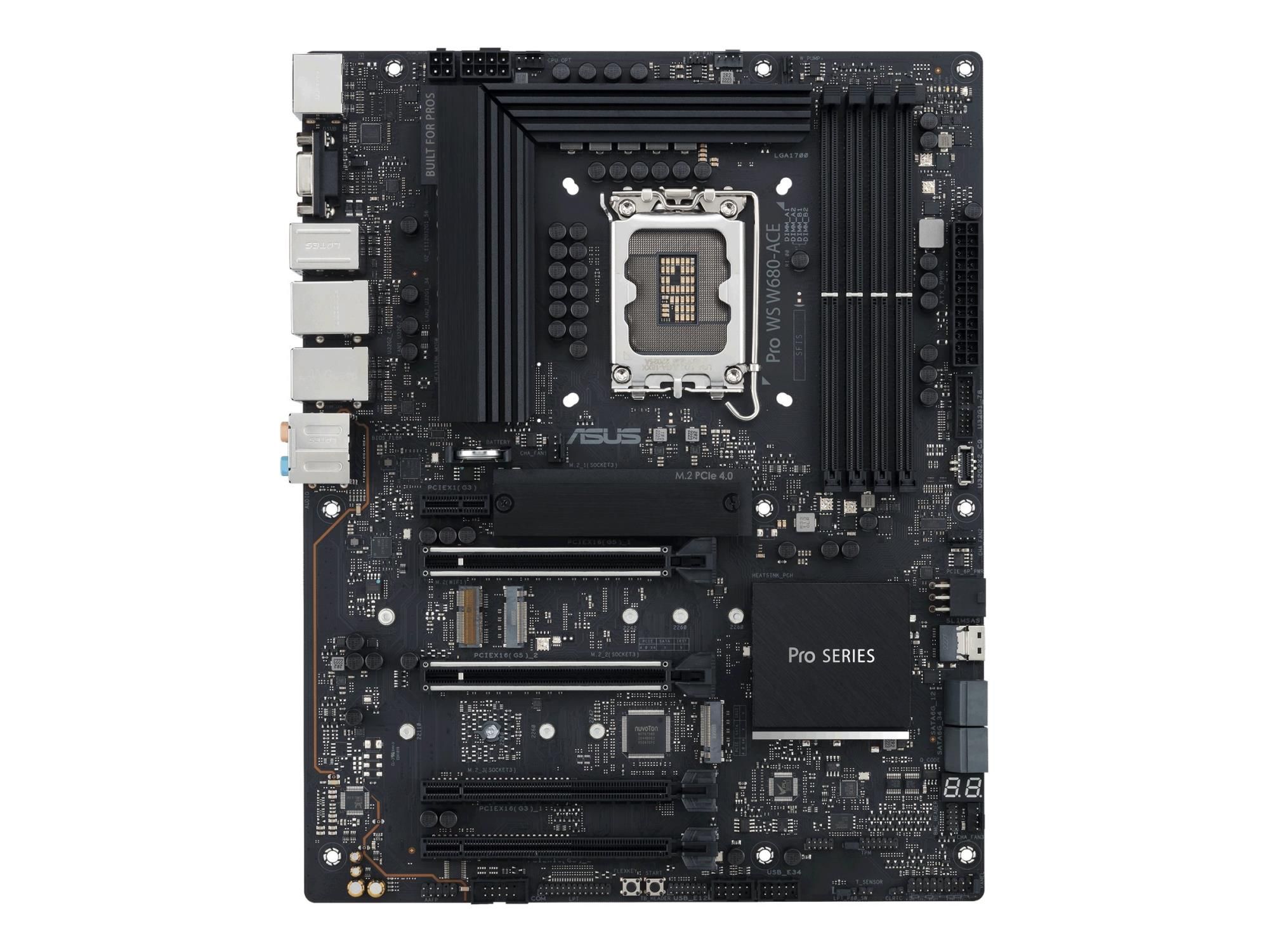 ASUS Pro WS W680-ACE - Motherboard - ATX - LGA1700-Sockel - W680 Chipsatz - USB-C 3.2 Gen2, USB 3.2 Gen 1, USB-C 3.2 Gen 2x2, USB 3.2 Gen 2 - 2 x 2.5 Gigabit LAN - Onboard-Grafik (CPU erforderlich)
