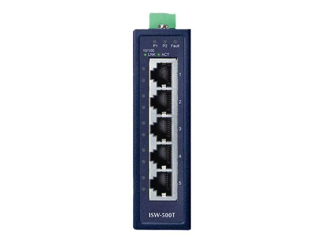 Planet ISW-500T - Switch - 5 x 10/100 - an DIN-Schiene montierbar, wandmontierbar