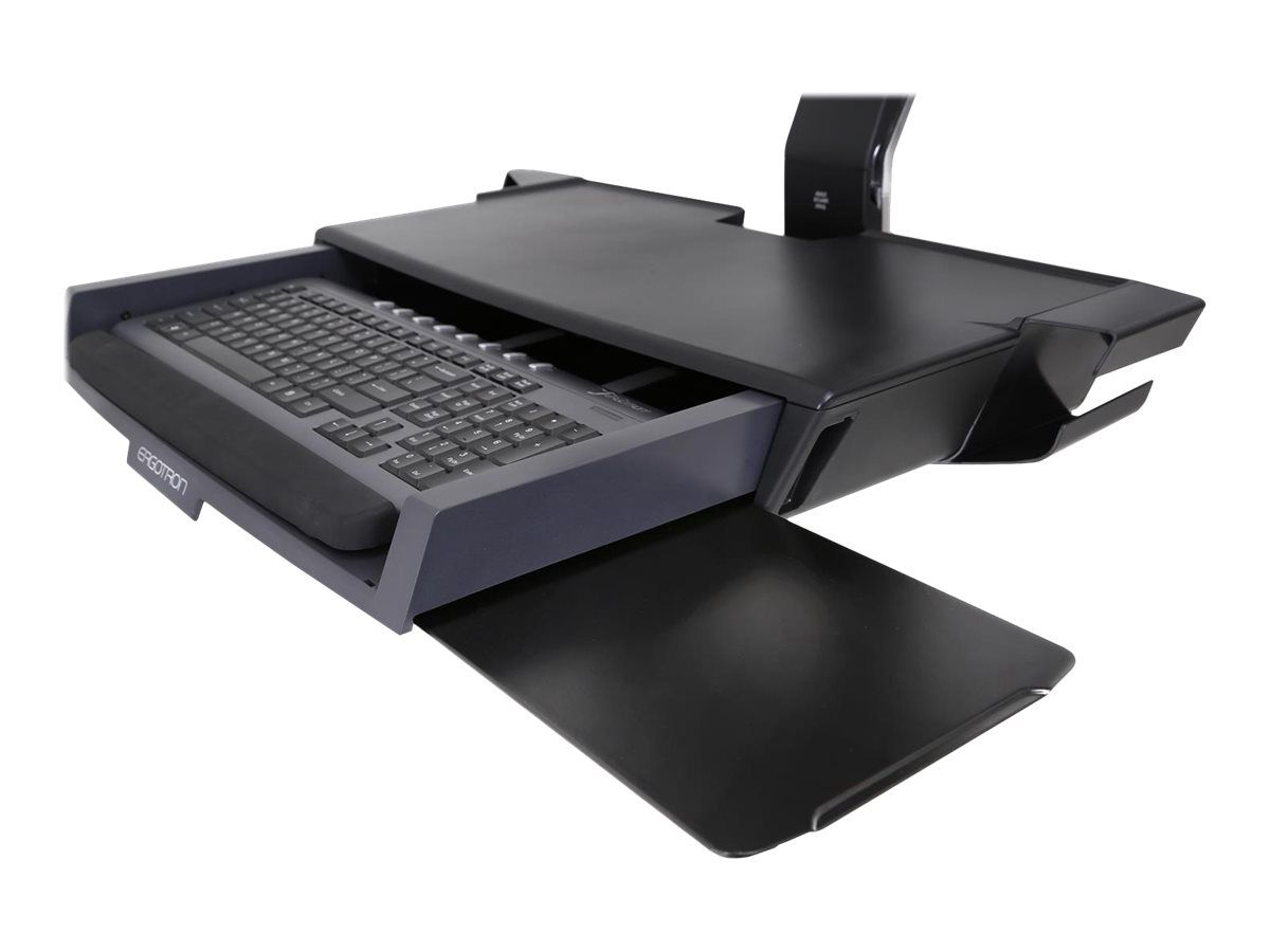 Ergotron Sit-Stand Combo System with Worksurface and Small CPU Holder - Befestigungskit (Griff, CPU-Halter, 2 Schienenabdeckungen, 2 Kabelkanäle, Handgelenkkissen, Display-Halterung, Tastatur-Tablett, CPU Wandhalterung, Mausablage zum Herausziehen, V