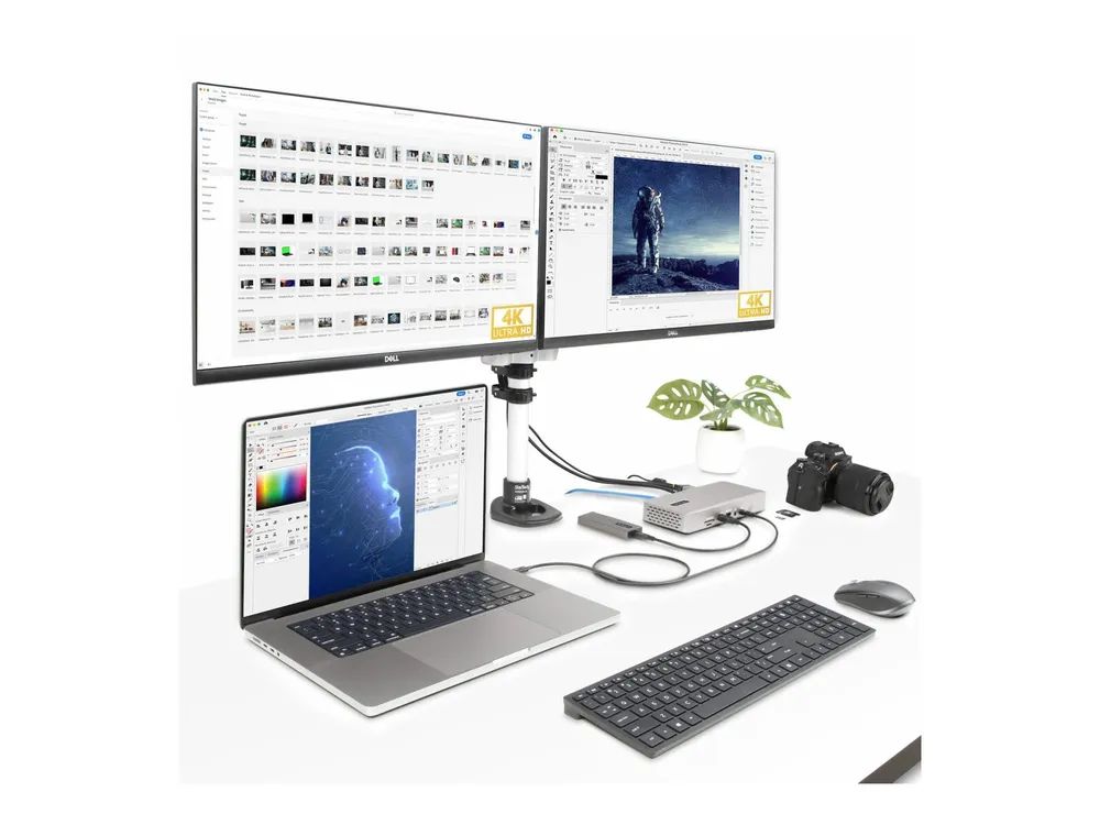 StarTech.com Thunderbolt 4 Multi-Display Docking Station, Quad/Triple/Dual Monitor Dock, 2x HDMI/2x DisplayPort, 7x USB Hub, 2.5 Gigabit Ethernet, 98W Power Delivery, for Windows/MacBook - TB4 Host Cable (132UE-TB4USB4DOCK)