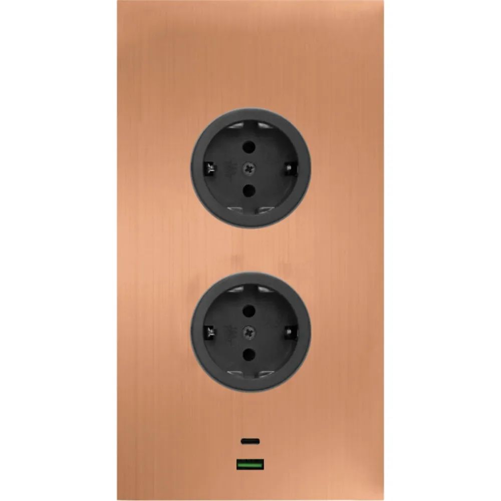 CARESSI Steckdosenelement 2ST20 2 Schukosteckdosen, 2 Stk. USB, kupfer