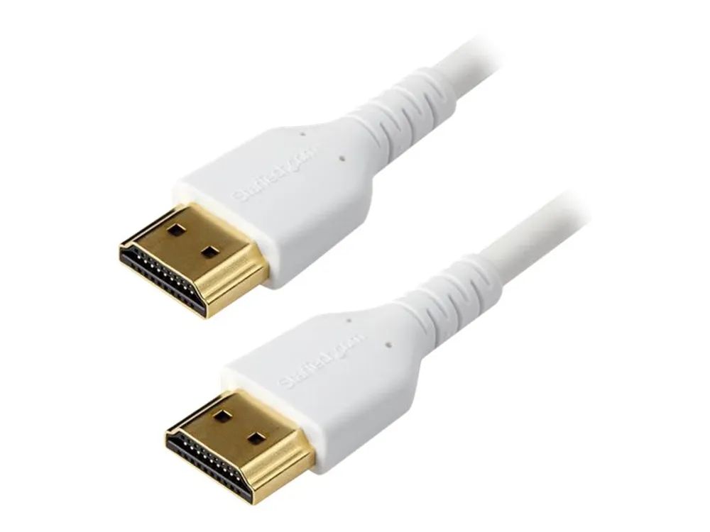 StarTech.com RHDMM2MPW HDMI Kabel (4K 60Hz, 2m, High Speed, HDMI 2.0, TPE- Kabel, mit Ethernet, robust, Aramidfaser) weiß