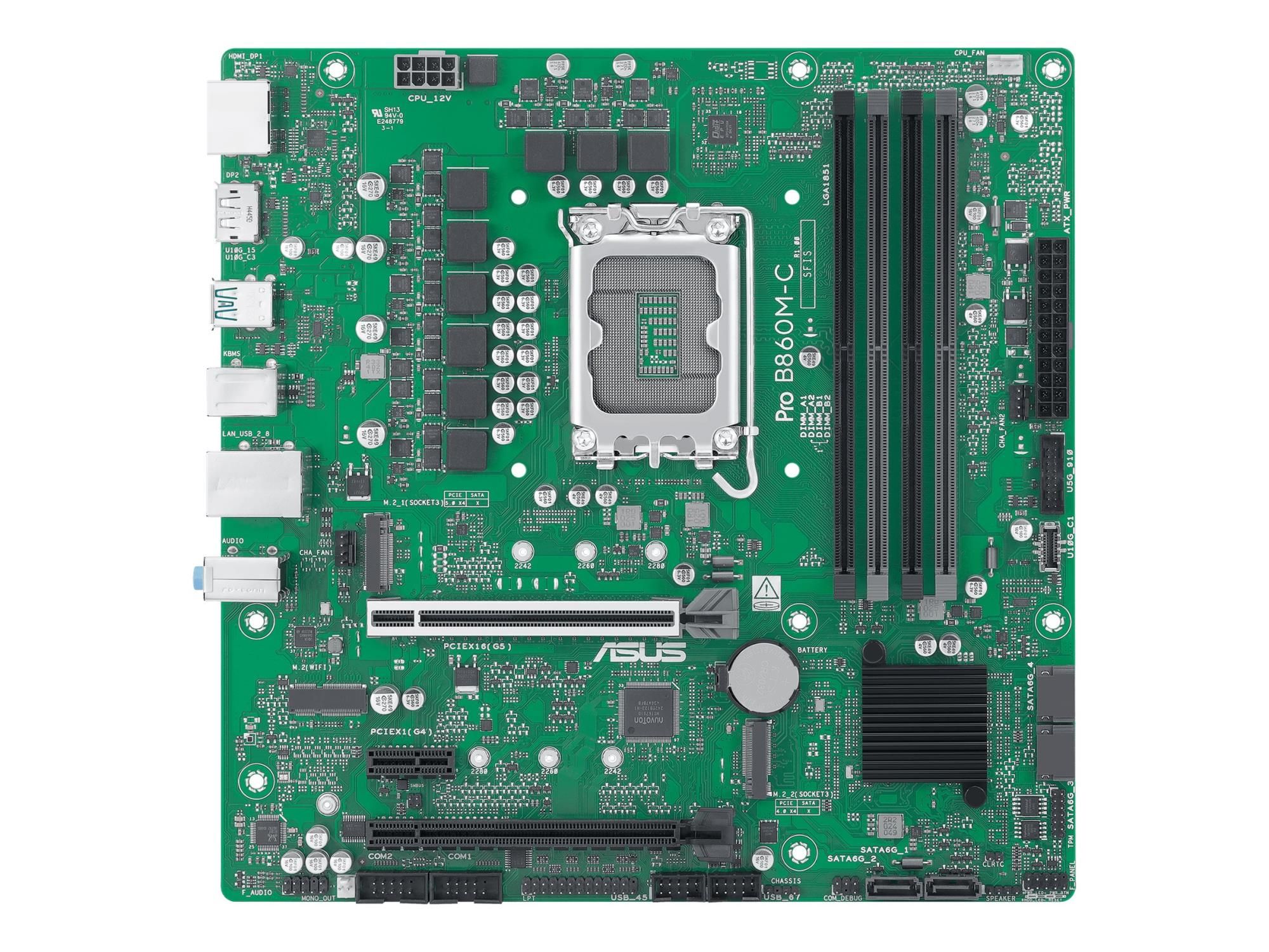 ASUS PRO B860M-C-CSM - Motherboard - micro ATX - LGA1851-Sockel - B860 Chipsatz - USB-C 3.2 Gen 1, USB 3.2 Gen 1, USB 3.2 Gen 2 - Gigabit LAN - Onboard-Grafik (CPU erforderlich)