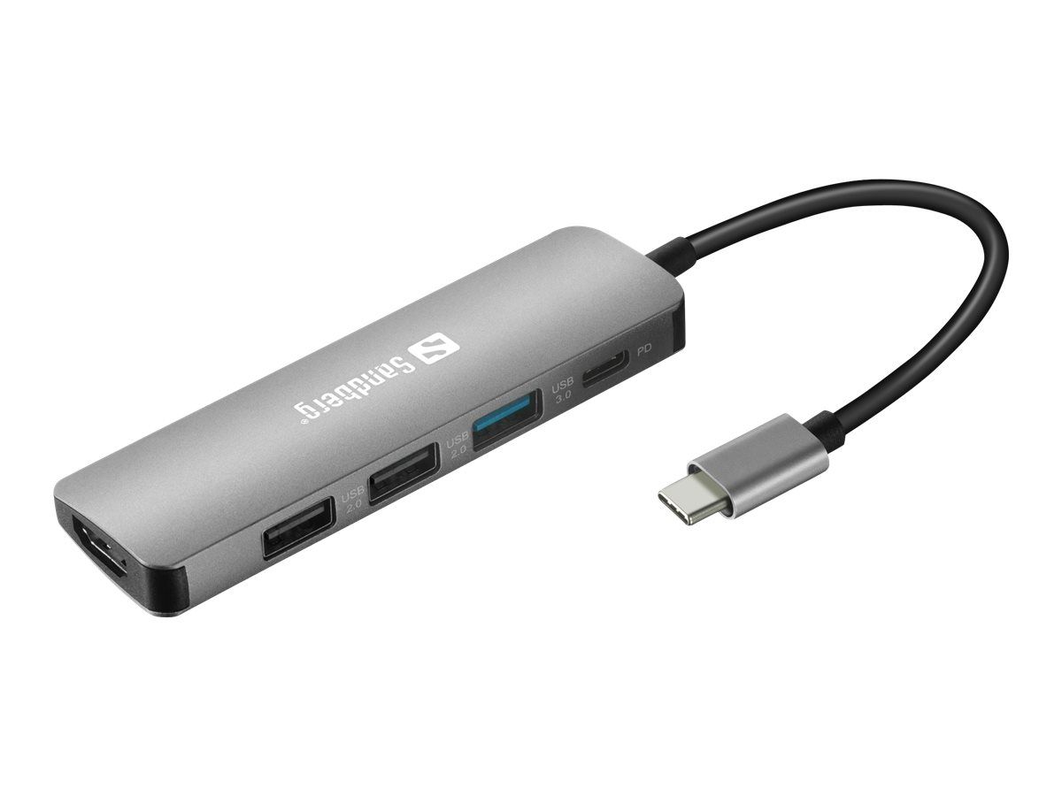 SANDBERG USB-C Dock HDMI+3xUSB+PD 100W - Dockingstation